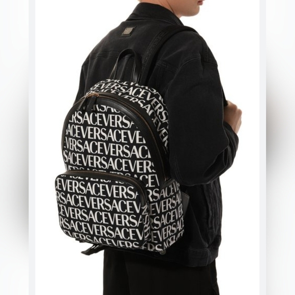 Versace Monogrammed Backpack with Gold Hardware and Black Leather (BRAND NEW ) - Picture 12 of 16